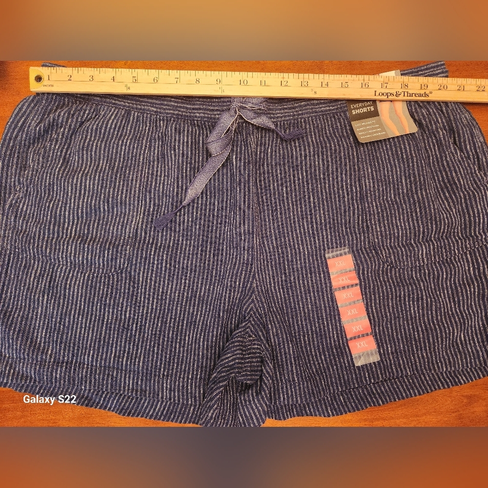 Eddie Bauer Shorts Womens Size XXL Navy Stripe Linen Blend Minimalist Casual - Picture 7 of 10